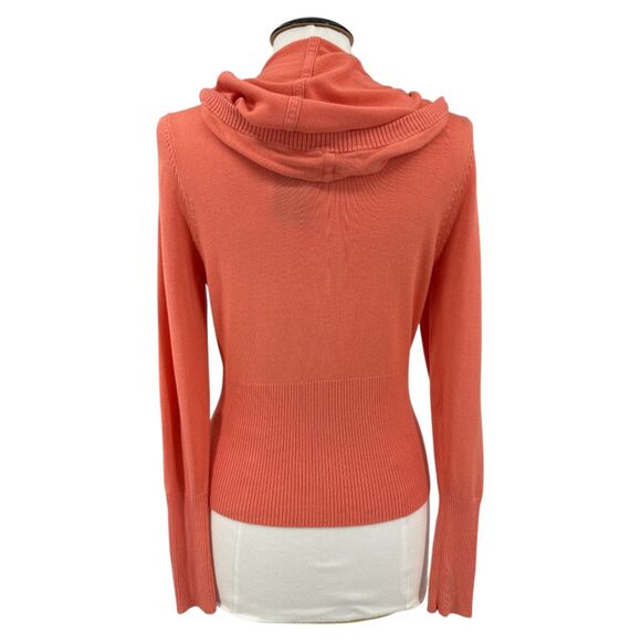 BCBG Hooded Cardigan Sweater Size Large Coral gem logo hooded zip up womens - Picture 5 of 10